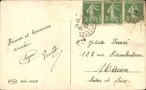 Ak Glückwunsch Neujahr, Schlitten, Kinder