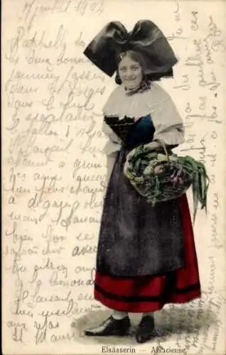 Ak Elsass, Frau in Tracht, Elsässerin