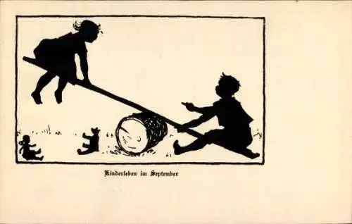 Scherenschnitt Künstler Ak Kinderleben im September