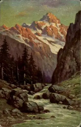 Künstler Ak Hoy, W., Gletscherbach