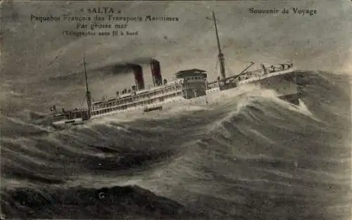 CPA Salta, Paquebot Français des Transports Maritimes Par grosse mer