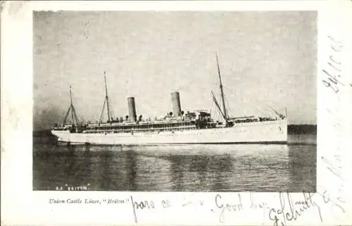 Ak Union Castle Liner Briton auf dem Meer