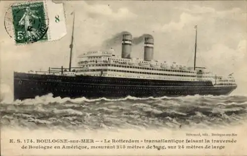 Ak Boulogne sur Mer Pas de Calais, Transatlantikdampfer Rotterdam