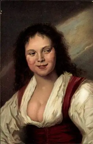 Ak Paris I Louvre, Ölgemälde einer Frau mit rotem Mieder