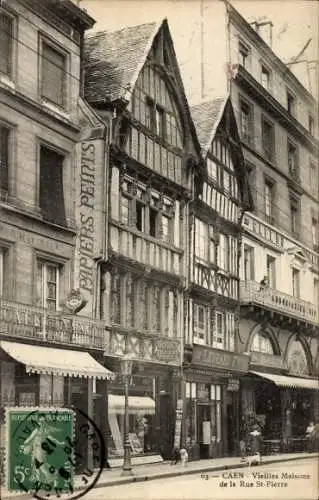 Ak Caen Calvados, Vieilles Maisons de la Rue St-Pierre