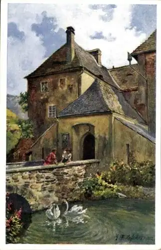 Künstler Ak Gozdnica Freiwaldau Schlesien, Fürstbischöfliches Schloss