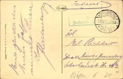 Ak Kaliningrad Königsberg Ostpreußen, Hafen, Lastadie, historische Gebäude, Boote, Wasser