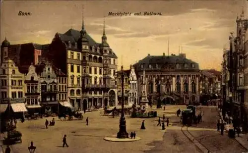 Ak Bonn Rhein, Marktplatz mit Rathaus