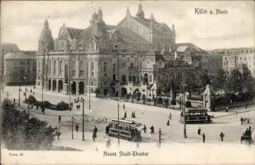 Ak Köln am Rhein, Neues Stadt-Theater, Köln a. Rhein, historische Architektur, Straßenansicht