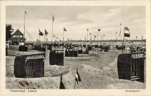 Ak Ostseebad Laboe, Strandpartie, Strandkörbe