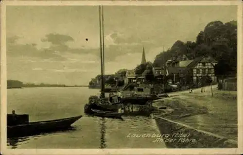 Ak Lauenburg Elbe Schleswig Holstein, Partie an der Fähre
