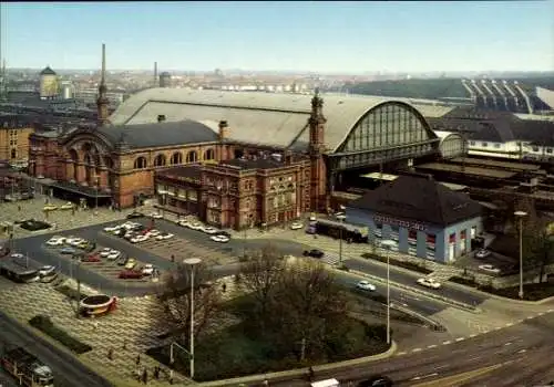 Ak Hansestadt Bremen, Hauptbahnhof, historische Architektur, Stadtansicht, Autos, Bahnhof