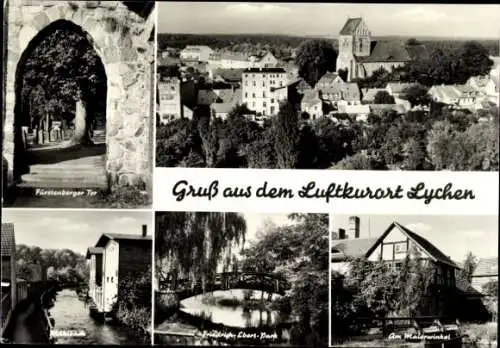 Ak Lychen in der Uckermark, Fürstenberger Tor, Luftkurort  Malerwinkel, schwarz-weiß Bilder