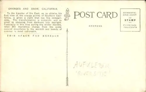 PC California USA, Riverside, Oranges and Snow