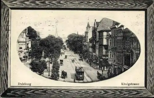 Präge Passepartout Ak Duisburg im Ruhrgebiet, Königstraße, Straßenbahn