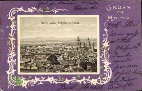 Passepartout Ak Mainz am Rhein, Blick vom Stephansturm