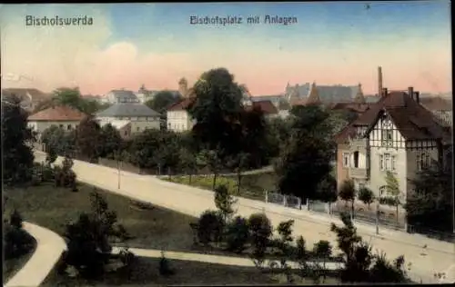 Ak Bischofswerda in Sachsen, Bischofsplatz mit Anlagen