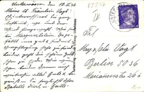 Ak Unterwössen in Oberbayern, Panorama, Winter