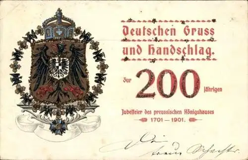 Präge Wappen Litho Gruß zur 200 jährigen Jubelfeier des preußischen Königshauses