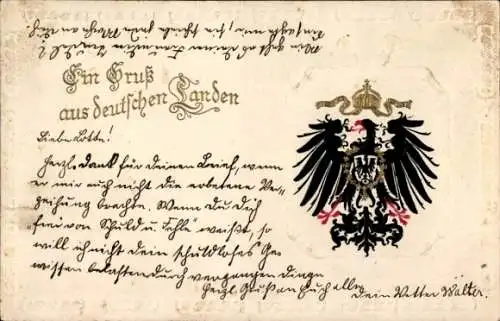 Präge Wappen Litho Gruss aus deutschen Landen