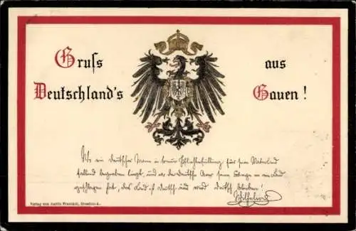 Präge Wappen Litho Gruss aus Deutschlands Gauen