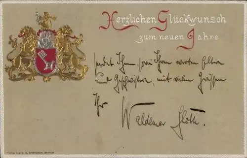 Präge Wappen Ak Glückwunsch zum neuen Jahre