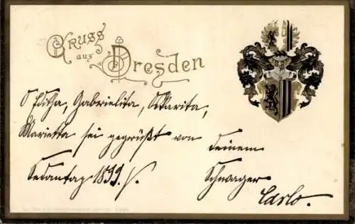 Präge Wappen Litho Dresden, Stadtwappen