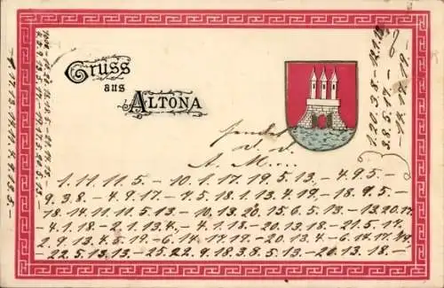 Präge Wappen Passepartout Ak Hamburg Altona, Stadtwappen