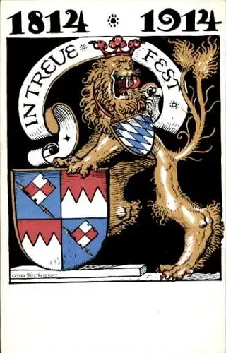 Wappen Künstler Ak In Treue fest, Löwe, 1814 bis 1914, Jahrhunderfest