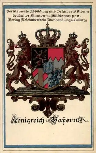 Wappen Ak Königreich Bayern, Löwen, Krone