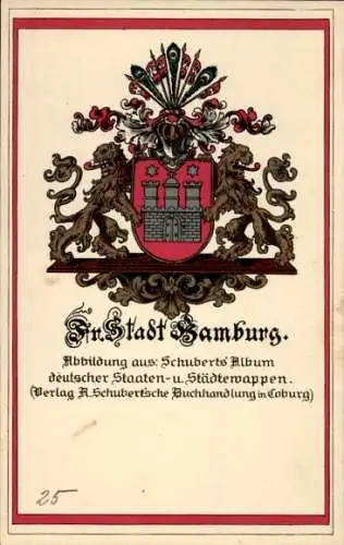 Wappen Ak Hamburg, Stadtwappen, Schubert's Album deutscher Staaten- und Städtewappen