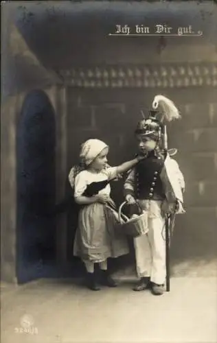 Ak Ich bin Dir gut, Kinder, Liebespaar, Junge in Uniform