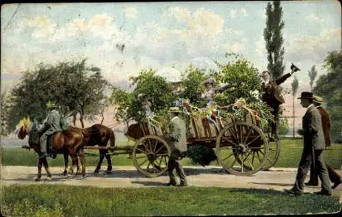 Ak Dorffest, Pferdegespann