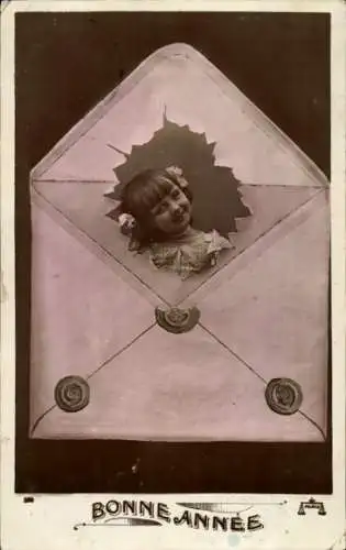 Ak Glückwunsch Neujahr, Briefumschlag, Mädchen