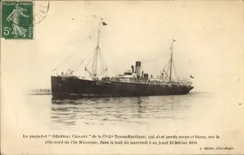 CPA Paquebot Général Chanzy, Compagnie Générale Transatlantique
