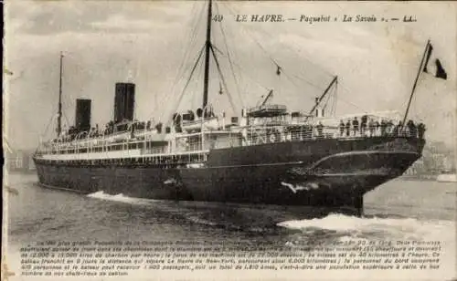 CPA Le Havre, Paquebot La Savoie, Compagnie Générale Transatlantique