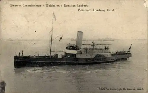 Ak Dampfer Excursionniste Walcheren, Richtung Lobbestal, Boulevard Lousberg, Gand