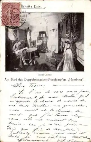 Ak Am Bord des Doppelschrauben Postdampfers Hamburg