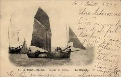 Ak Fischer im Boot bei der Arbeit