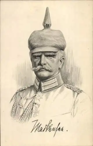 Ak Portrait Zeichung und Autogramm Generaloberst von Mackensen