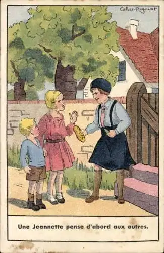 Künstler Ak Calvet Roginar, Une Jeannette pense d'abord aux autres