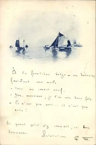 Künstler Ak Segelboote auf dem Wasser