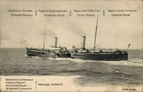 Ak Belgischer Staats Postdampfer Pricesse Henriette