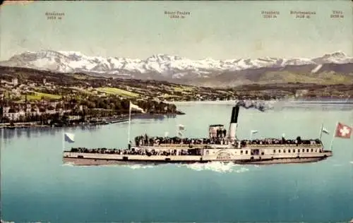 Ak Zürichsee, Dampfer Helvetia