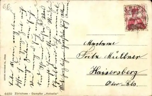 Ak Zürichsee, Dampfer Helvetia