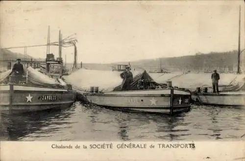 Ak Lastkähne der General Transport Company