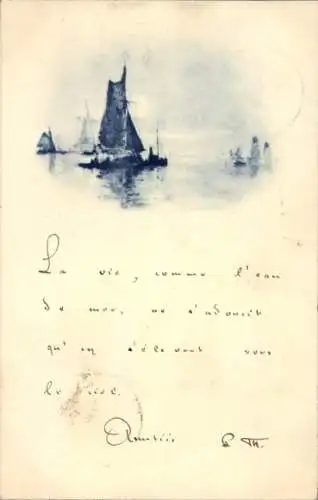 Künstler Ak Fischerboote auf dem Wasser