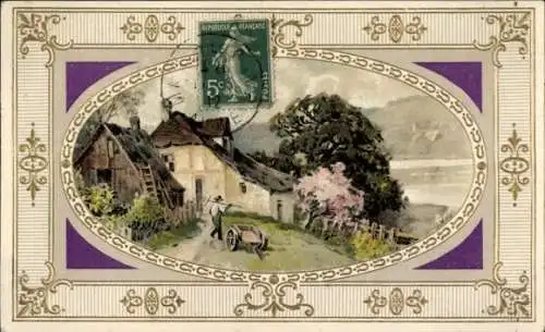 Passepartout Litho Ortspartie, Haus