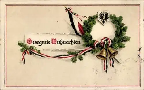 Ak Gesegnete Weihnachten, Fahne, Glocken