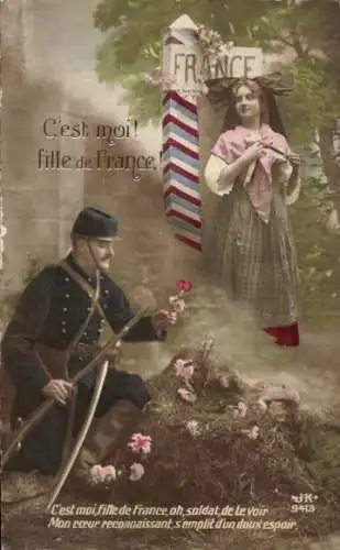 CPA C'est moi, fille de France, oh, soldat, de le voir Mon cœur reconnaissant